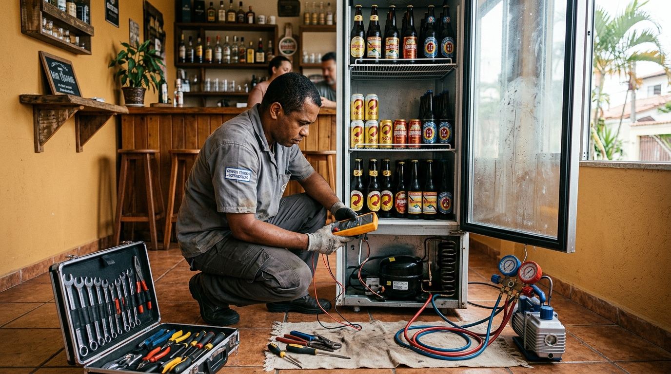 Troca de termostato de cervejeira em Uberaba‑MG